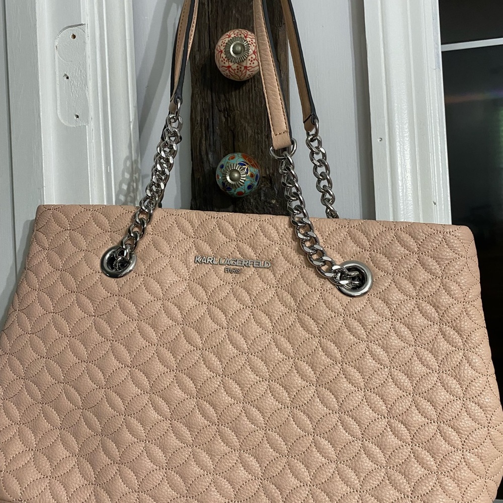 Karl Lagerfeld Pink Quilted Tote Bag